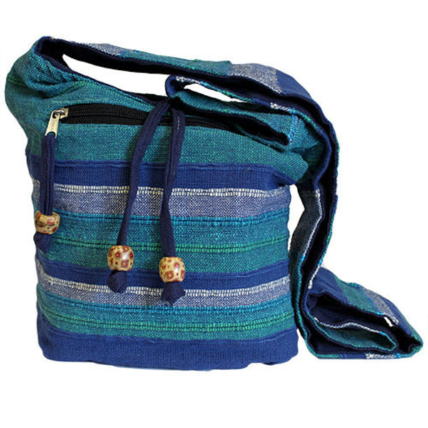 kleine Ethno Schultertasche gewebt blau Material 100% Baumwolle  24cm x 20cm Hersteller AW
