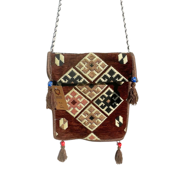Kelim Festival  Schultertasche Boho Hirtentasche gewebt braun  35cm x 30cm  Material 50% Baumwolle 50% Polyester Hersteller AW