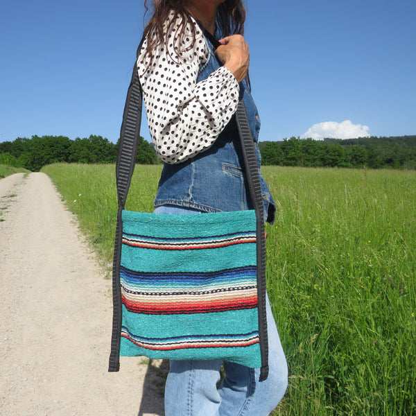Festival Ethno Schultertasche  EL PASO Mexiko Style  70% Polyacryl 30% Polyester  türkis 33cm x32cm