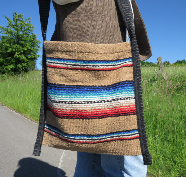 Boho Schultertasche  EL PASO Mexiko Style  70% Polyacryl 30% Polyester beige 33cm x32cm