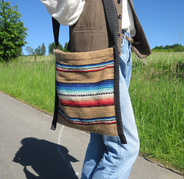 Boho Schultertasche  EL PASO Mexiko Style  70% Polyacryl 30% Polyester beige 33cm x32cm
