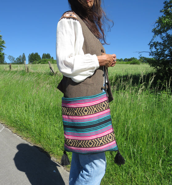 Retro Hippie Hirtentasche  EL PASO 70er Jahre 70% Polyacryl 30% Polyester bunt