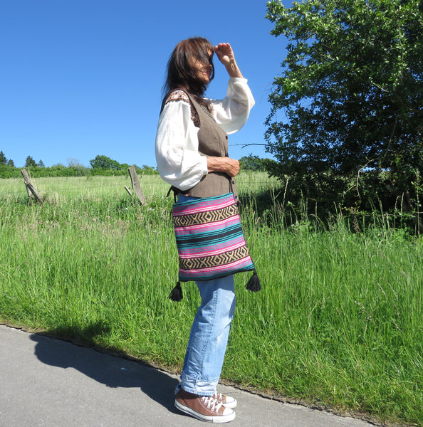 Retro Hippie Hirtentasche  EL PASO 70er Jahre 70% Polyacryl 30% Polyester bunt
