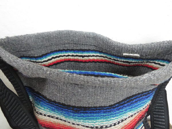 Ethno Hirtentasche Retro   EL PASO Mexiko Style  70% Polyacryl 30% Polyester grau 70er 33cm x32cm