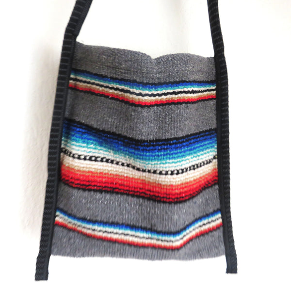Ethno Hirtentasche Retro   EL PASO Mexiko Style  70% Polyacryl 30% Polyester grau 70er 33cm x32cm