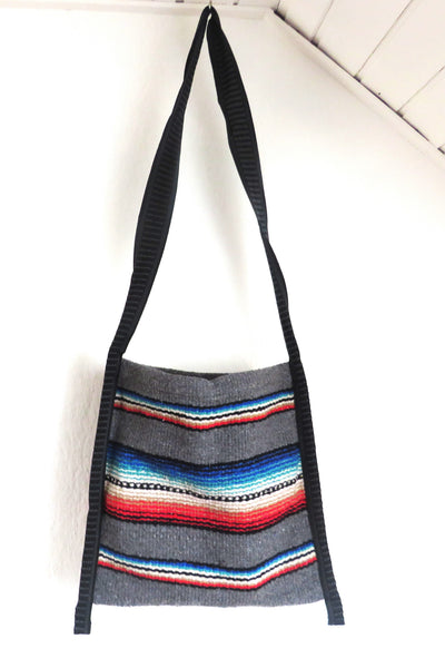 Ethno Hirtentasche Retro   EL PASO Mexiko Style  70% Polyacryl 30% Polyester grau 70er 33cm x32cm