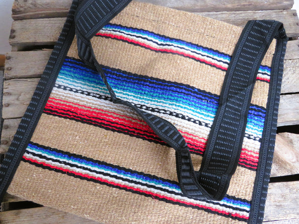 Boho Schultertasche  EL PASO Mexiko Style  70% Polyacryl 30% Polyester beige 33cm x32cm