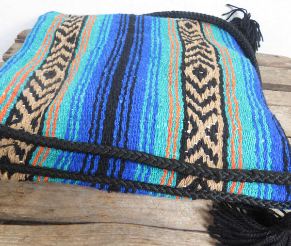 Hippie Hirtentasche  EL PASO im mexikanischen Stil  70% Polyacryl 30% Polyester blau Retro