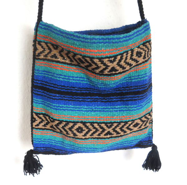 Hippie Hirtentasche  EL PASO im mexikanischen Stil  70% Polyacryl 30% Polyester blau Retro