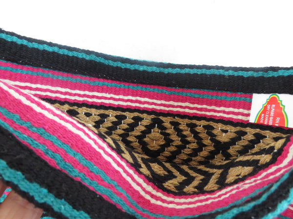 Ethno Hirtentasche  EL PASO im mexikanischen Stil  70% Polyacryl 30% Polyester  pink türkis