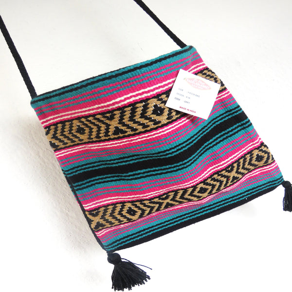 Ethno Hirtentasche  EL PASO im mexikanischen Stil  70% Polyacryl 30% Polyester  pink türkis
