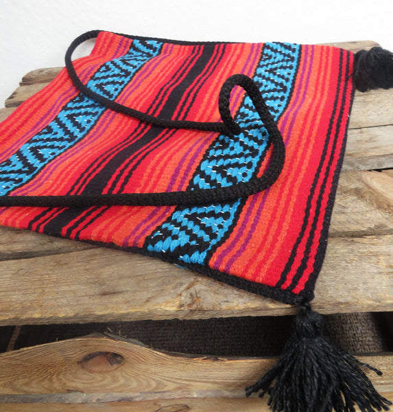 Hippie Hirtentasche  EL PASO im mexikanischen Stil  70% Polyacryl 30% Polyester orange  türkis