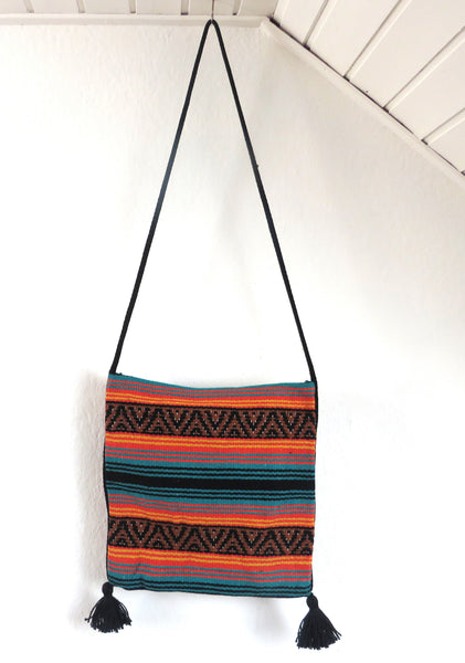 Hippie Hirtentasche  EL PASO im mexikanischen Stil  70% Polyacryl 30% Polyester braun orange