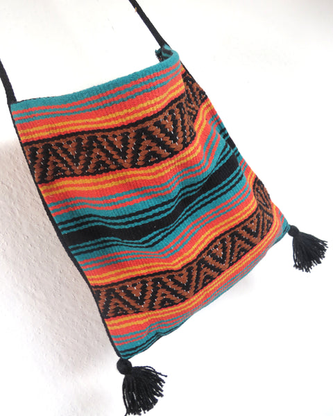 Hippie Hirtentasche  EL PASO im mexikanischen Stil  70% Polyacryl 30% Polyester braun orange