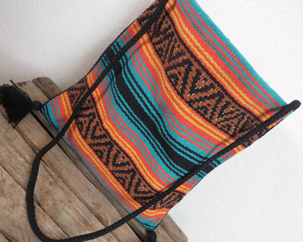 Hippie Hirtentasche  EL PASO im mexikanischen Stil  70% Polyacryl 30% Polyester braun orange
