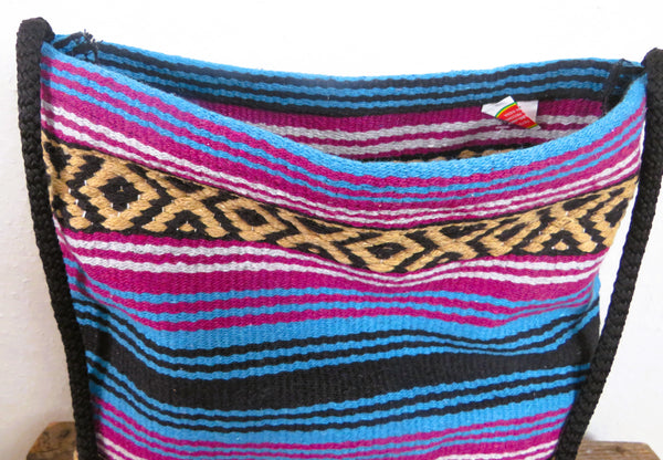 Boho Festival Schultertasche  EL PASO mexikanisch  70% Polyacryl 30% Polyester  türkis pink