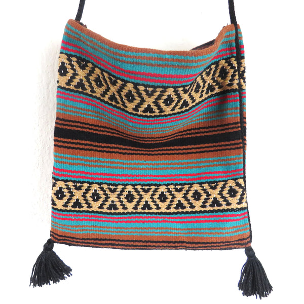Boho Festival Hirtentasche  EL PASO im mexikanischen Stil  70% Polyacryl 30% Polyester braun türkis