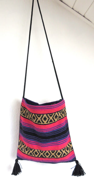 Boho Festival Schultertasche  EL PASO mexikanisch  70% Polyacryl 30% Polyester  pink