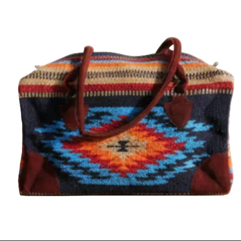 Ethno Weekender Tasche GO WEST Mexiko Style  70% Polyacryl 30% Polyester blau 50cm x35cm