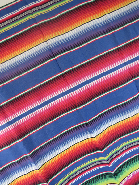 mexikanische Decke SANTA FE mit Halterung aus Echtleder 210cm x 150cm blau 100% Baumwolle
