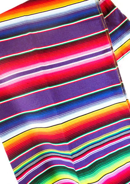mexikanische Decke SANTA FE mit Halterung aus Echtleder 210cm x 150cm lila 100% Baumwolle