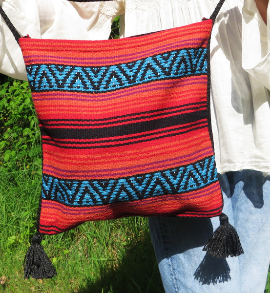 Hippie Hirtentasche  EL PASO im mexikanischen Stil  70% Polyacryl 30% Polyester orange  türkis