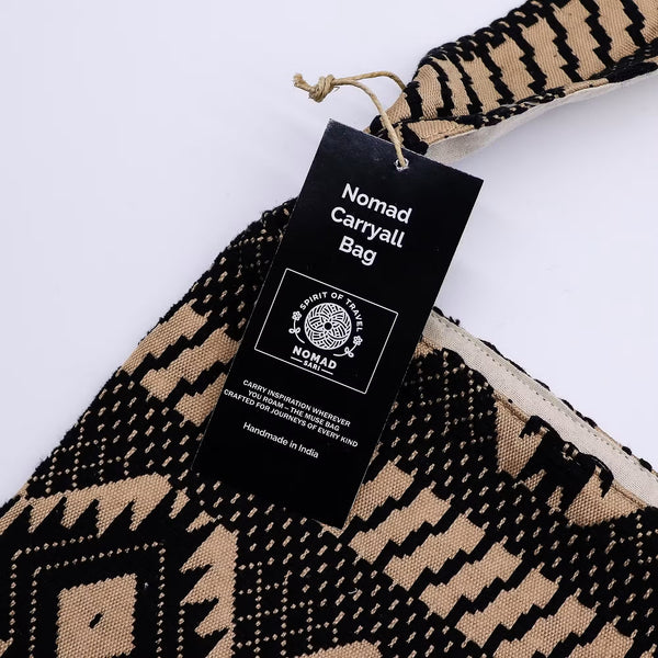 XL Jacquard Nomaden Schultertasche Indien  schwarz beige  Material 100% Baumwolle  42cm x 35cm Hersteller AW
