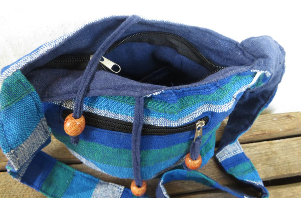 kleine Ethno Hippie  Hobo Bag Indien gewebt  Material 100% Baumwolle  24cm x 20cm