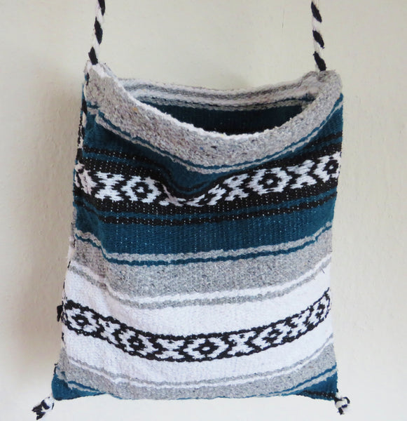 mexikanische Boho Schultertasche EL PASO gewebt Hippie Ethno Tasche petrol grau Nomadentasche Material  50% Polyacryl 40% Polyester 10% Baumwolle Hersteller Molina Made in Mexico