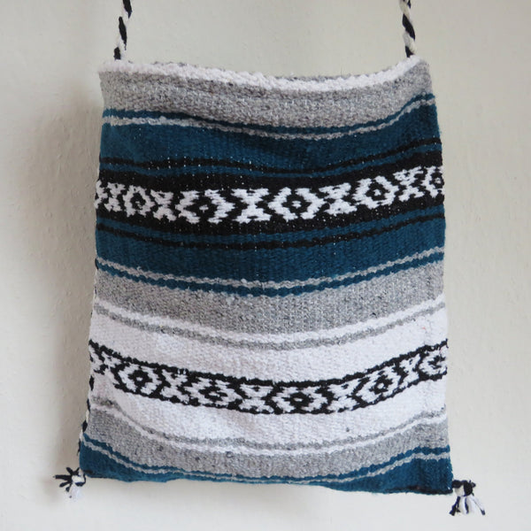 mexikanische Boho Schultertasche EL PASO gewebt Hippie Ethno Tasche petrol grau Nomadentasche Material  50% Polyacryl 40% Polyester 10% Baumwolle Hersteller Molina Made in Mexico