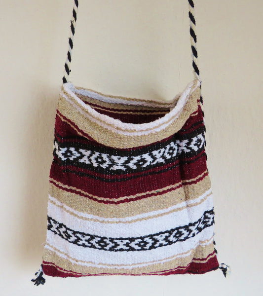 Hippie Hirtentasche für Abenteurer bordeaux  beige indianisch Mexiko gewebt Boho  Material  50% Polyacryl 40% Polyester 10% Baumwolle Hersteller Molina Made in Mexico