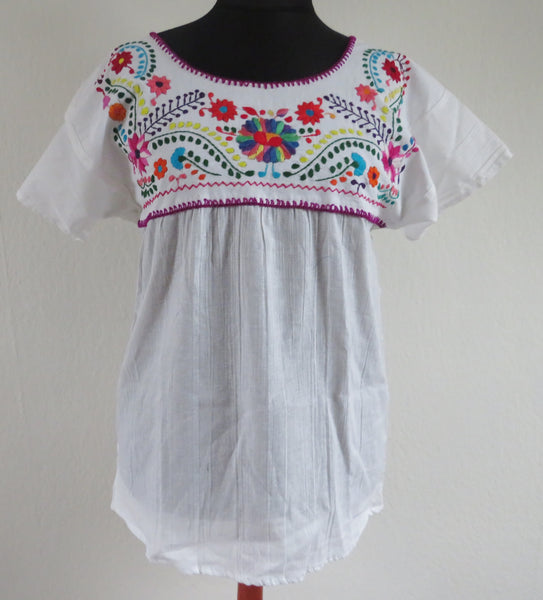 BALD WIEDER VERFÜGBAR Gr L mexikanische Blumen Hippie   Bluse weiß  Boho mexican embroidered Boho blouse 100% Baumwolle