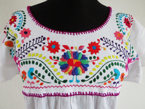 BALD WIEDER VERFÜGBAR Gr L mexikanische Blumen Hippie   Bluse weiß  Boho mexican embroidered Boho blouse 100% Baumwolle