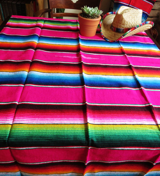 BALD WIEDER VERFÜGBAR mexikanische Bohemian Decke SANTA FE handgewebt pink rainbow Yoga  Ethno Tagesdecke Southwest  Molina made in Mexico 215cm x 90cm 100% Polyacryl