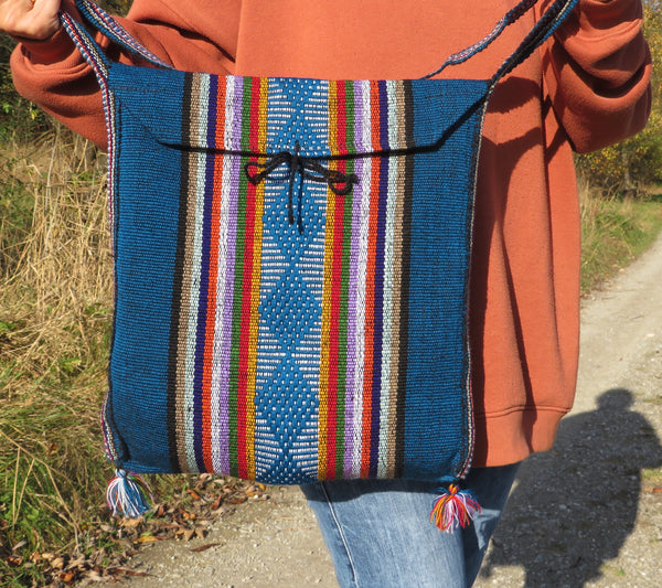 BALD WIEDER VERFÜGBAR mexikanische Boho Schultertasche TAOS petrol gewebt Ethno Tasche Navajo  50% Polyacryl 40% Polyester 10% Baumwolle Hersteller Molina Made in Mexico