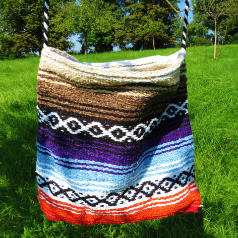 ZUR ZEIT  AUSVERKAUFT mexikanische Schultertasche EL PASO  Ethno Design Boho Hippie gewebt bunt mexican Blanket Bag  Material  50% Polyacryl 40% Polyester 10% Baumwolle Hersteller Molina Made in Mexico