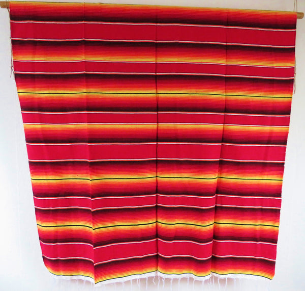 mexikanische Decke SANTA FE rot orange Ethno Boho Überwurf mexican blanket 100% Polyacryl 225cm x 150cm Hersteller Molina Made in Mexico